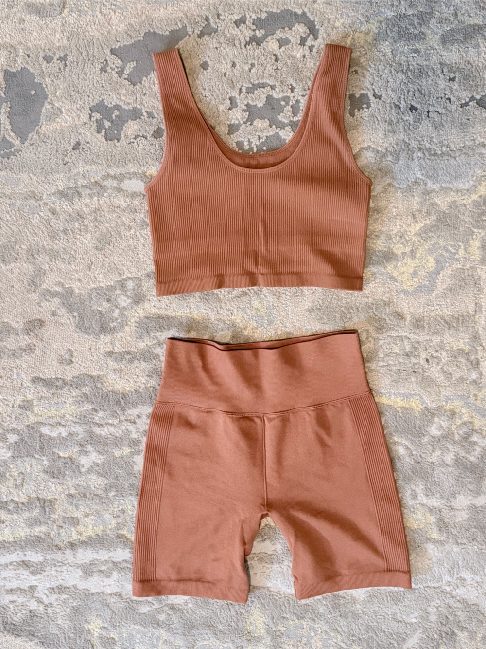 Forever 21 Ribbed Two-Piece Crop and High-Waist Set in Rust